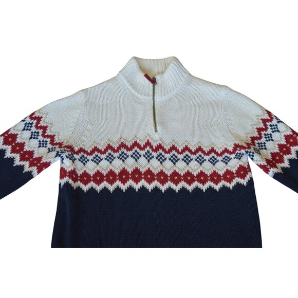 Vintage y2k Eddie Bauer Quarter Zip Knit Preppy Winter Sweater Navy Blue Size M - Picture 8 of 10